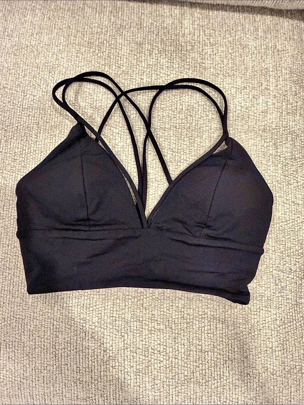 lululemon Bra Long Line Black Strappy Sports Bra